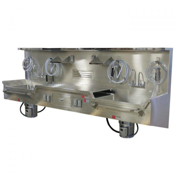 Mortech Dissection Table with Double Sinks and Two Areas for Carts