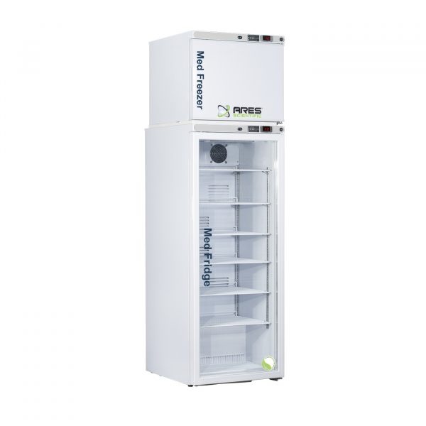 ARES 12 cu. ft. Glass Door Combo Pharmacy Refrigerator/Freezer with Controlled Auto Defrost