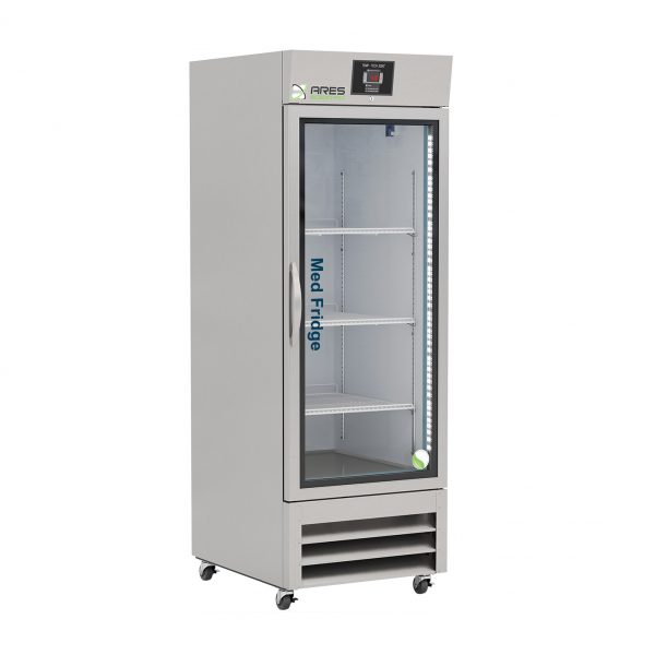 ARES 23 cu. ft. Glass Door Stainless Steel Pharmacy Refrigerator